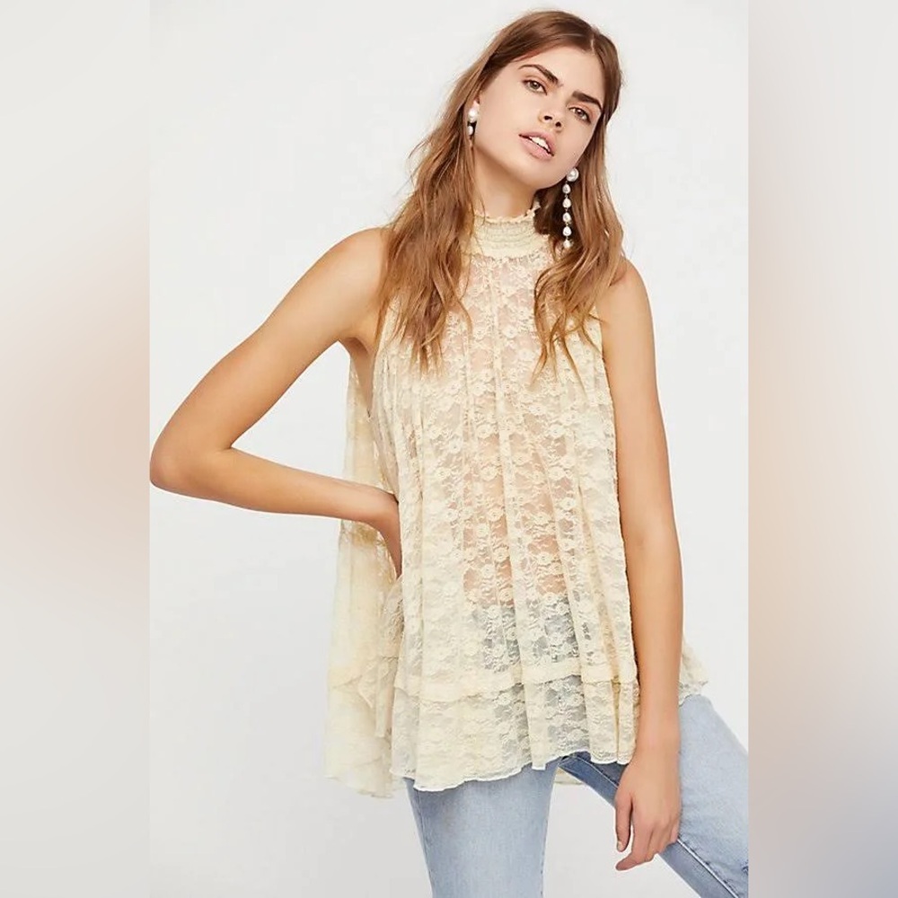 Free People| ‘Myrna’ Sheer Lace Tunic